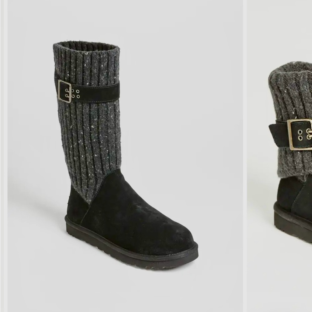 Black Women's Boots with Knit Cuff - Picture 6 of 9